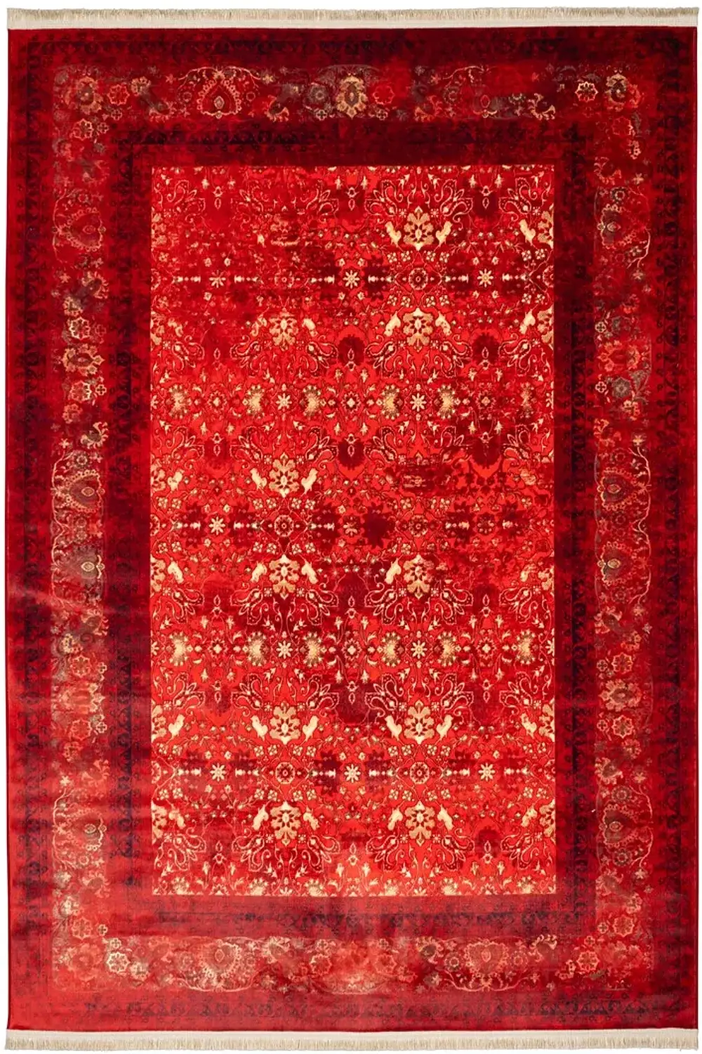 فرش محتشم کهنه نما 1000 شانه کد 900452 زمینه لاکی (غیربرجسته)