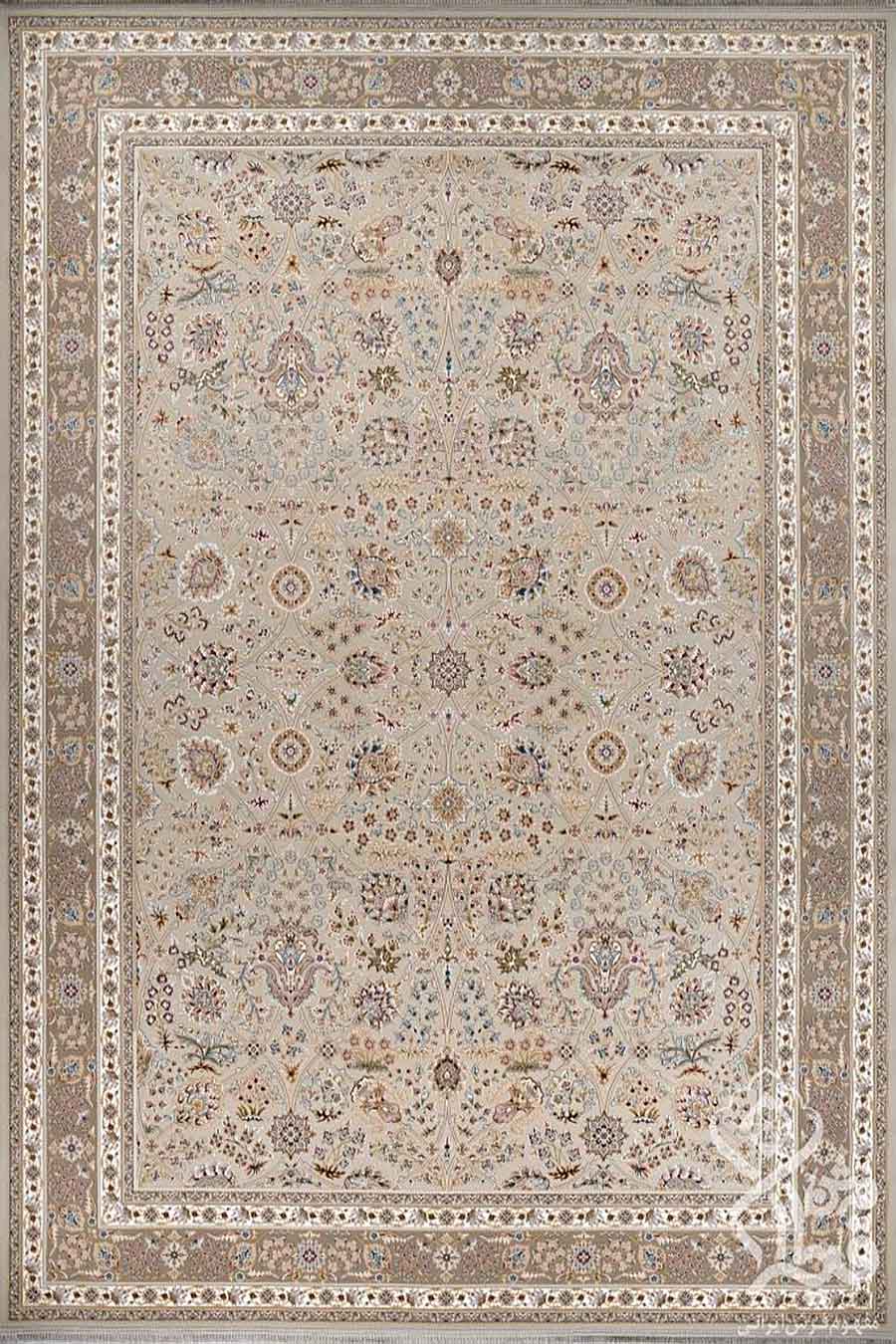 فرش قیطران 1200 شانه کلکسیون افسانه طرح ویرا زمینه کرم
