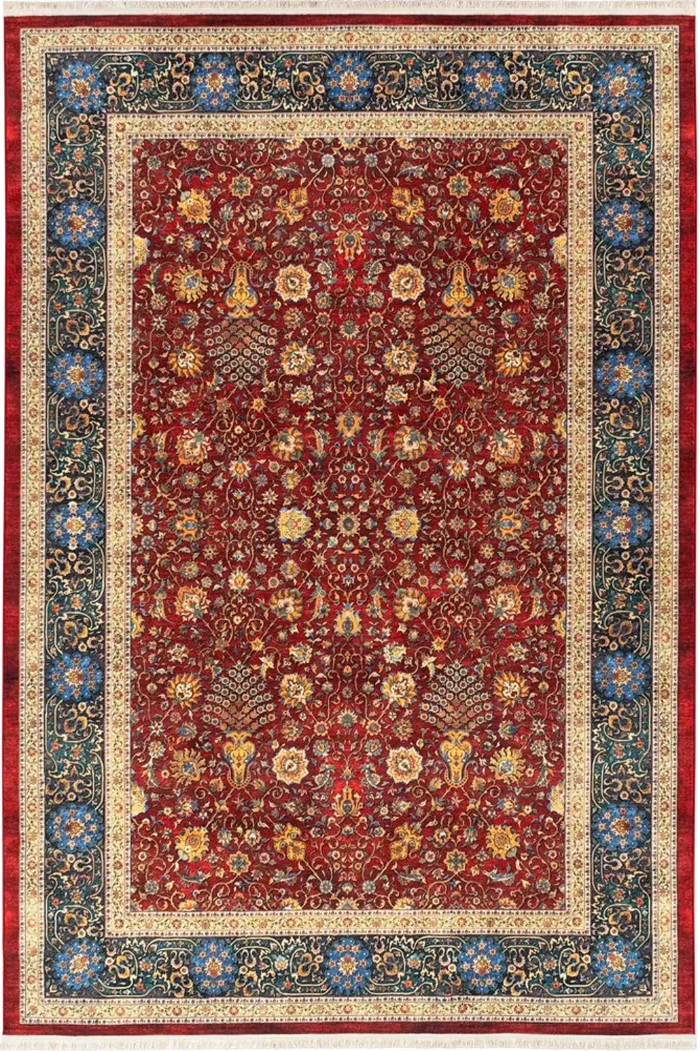 فرش محتشم 1000 شانه کلکسیون سنتی کد 25CS0330 زمینه لاکی (غیربرجسته)