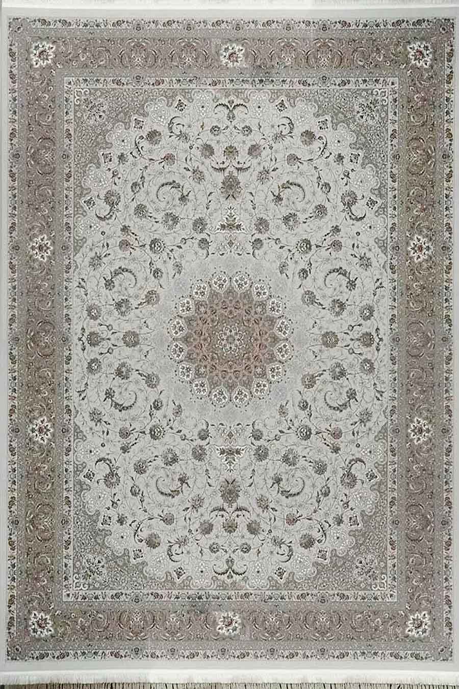فرش مشهد 1700 شانه کد 817262 زمینه کرم-موشی (برجسته)