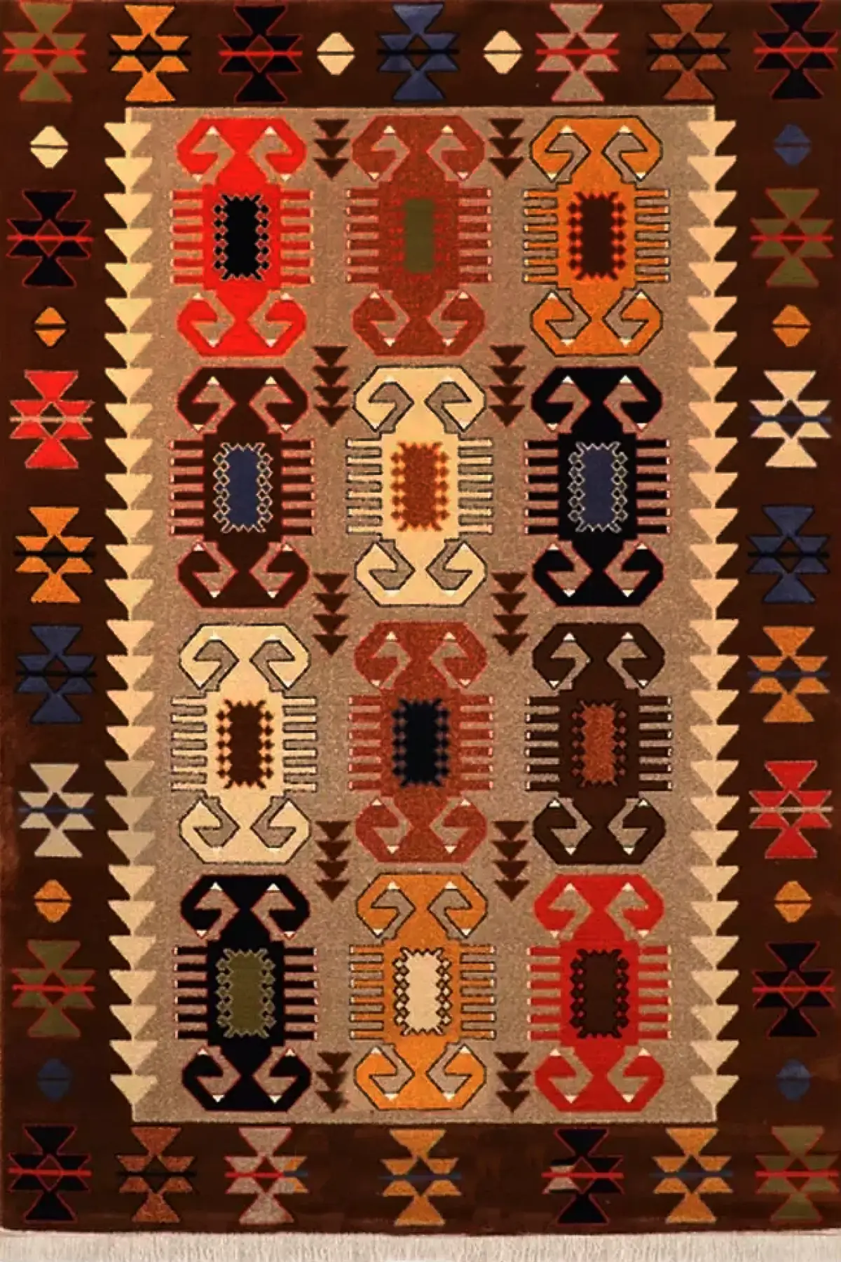 فرش ستاره کویر یزد کلکسیون شاهسون کد SH-b055-8838 زمینه قهوه ای (غیربرجسته)