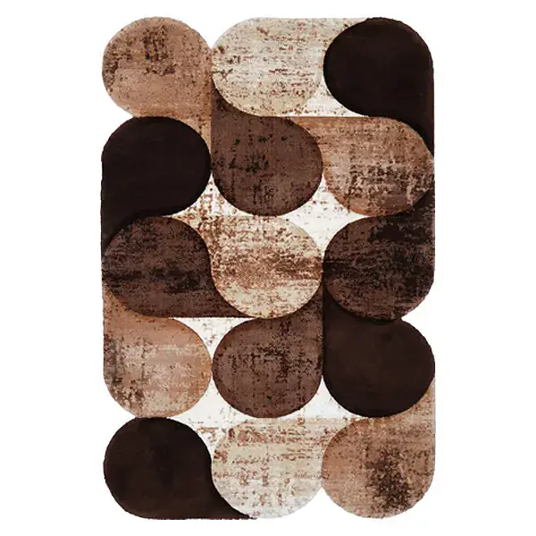 فرش زرباف سه بعدی پرزبلند طرح آوین زمینه شکلاتی (شگی)