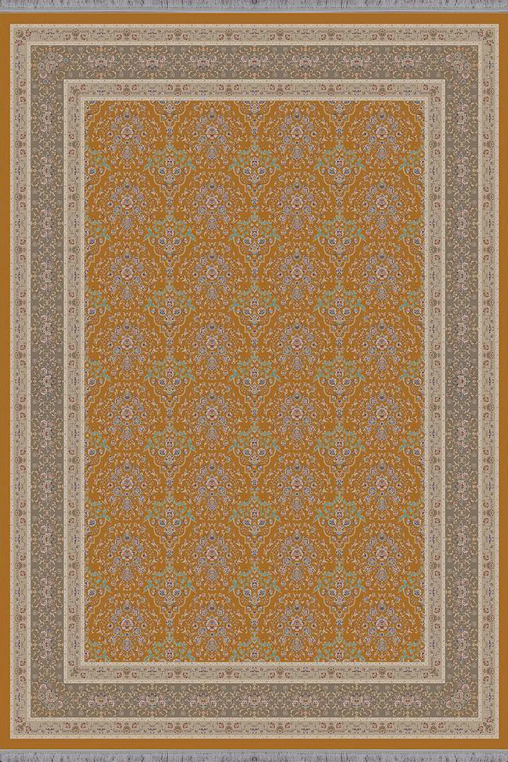 فرش آراد 1500 شانه کلکسیون کاسیان طرح کهربا زمینه طلایی (برجسته)