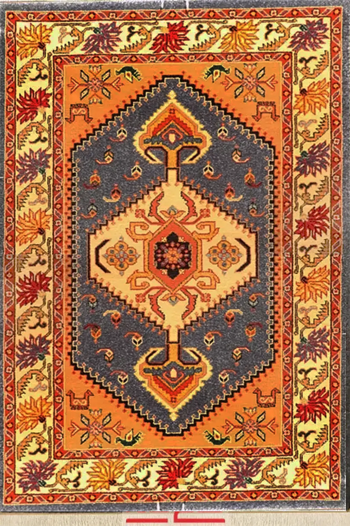 فرش ستاره کویر یزد کلکسیون شاهسون کد SH-B007-5070 زمینه آبی (غیربرجسته)