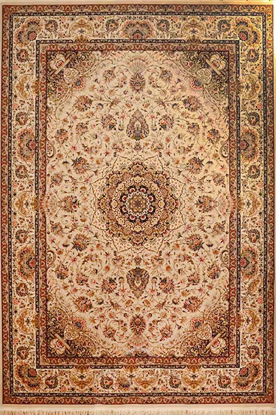 فرش ستاره کویر یزد 1000 شانه کلکسیون عالی قاپو کد HA51 زمینه 3020 (برجسته)