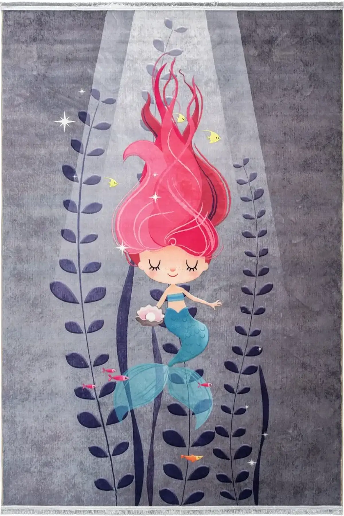 فرش محتشم اتاق کودک طرح پری دریایی کد 2599007090 زمینه تمام رنگ (غیربرجسته)