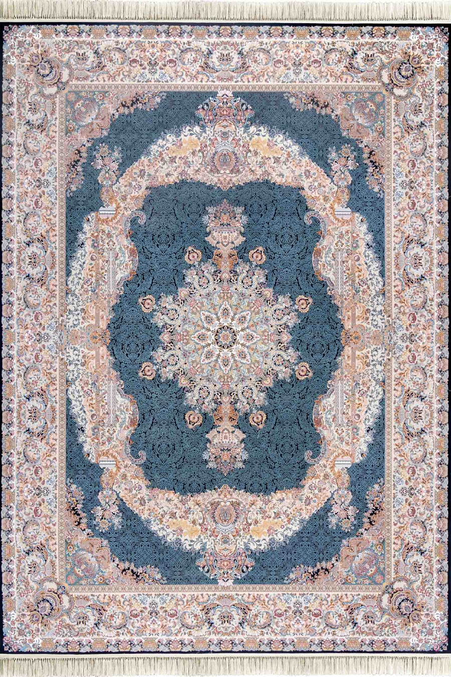 فرش داریوش 1500 شانه کلکسیون مینیاتور کد D1528 زمینه سورمه ای (برجسته)