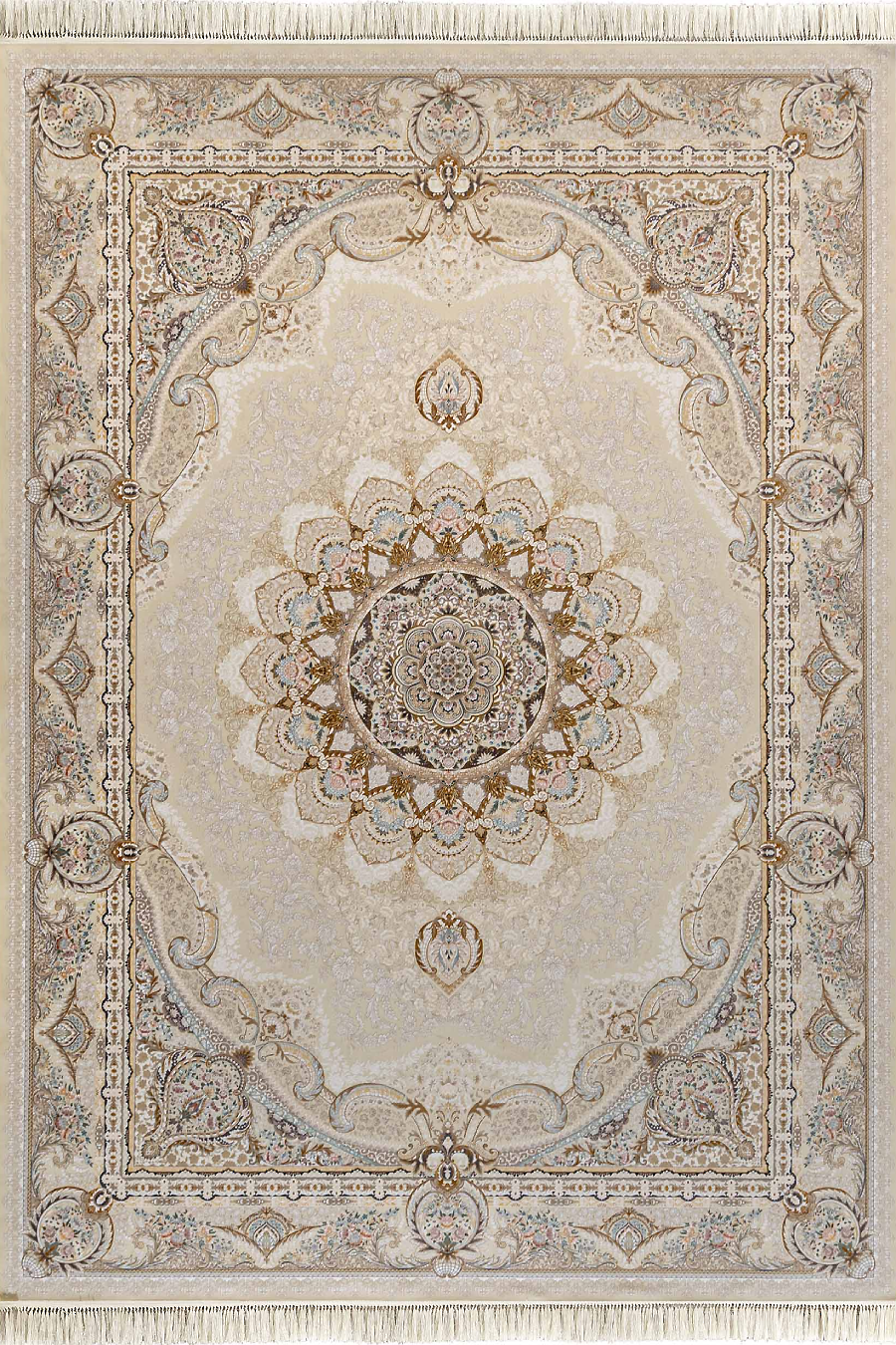 فرش داریوش 1500 شانه کلکسیون مینیاتور کد D1559 زمینه کرم (برجسته)