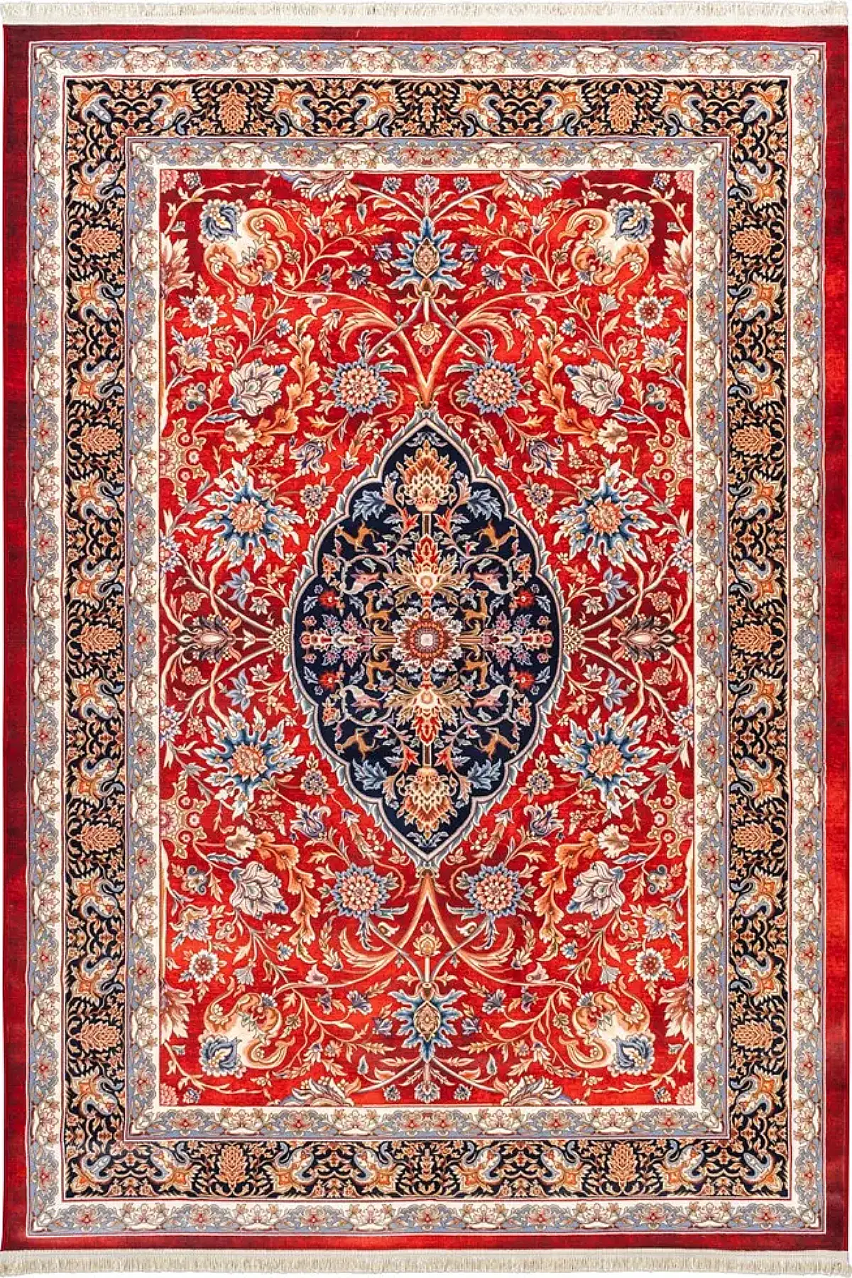 فرش محتشم 1000 شانه کلکسیون سنتی کد 25CS0130 زمینه قرمز (غیربرجسته)