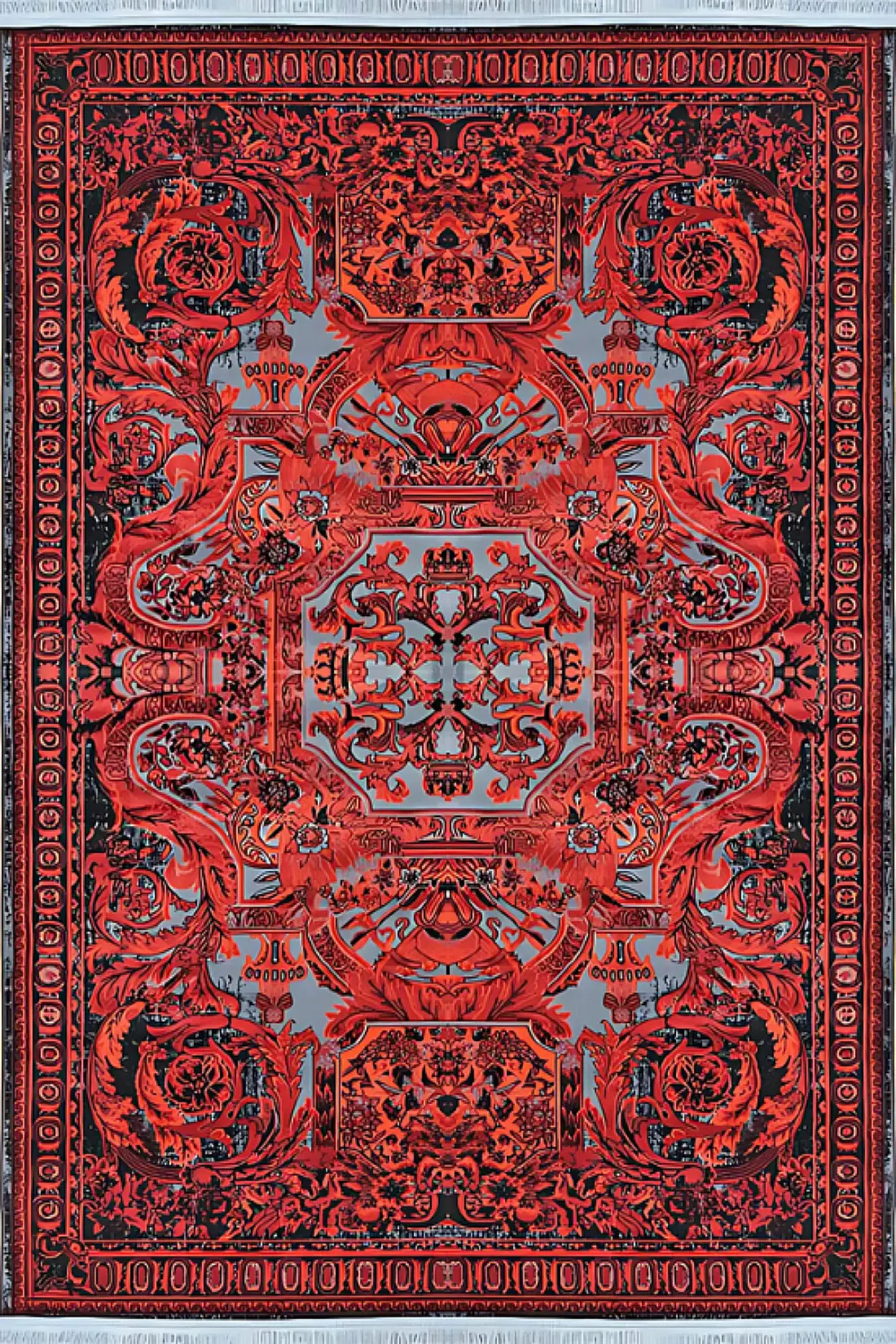 فرش پارسیس کلکسیون ابریشمی کد 807 زمینه لاکی (غیربرجسته)