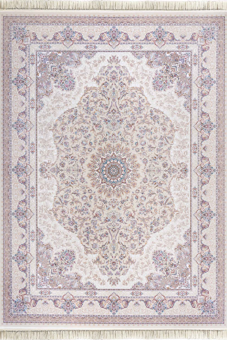 فرش داریوش 1500 شانه کلکسیون مینیاتور کد D1518 زمینه کرم (برجسته)