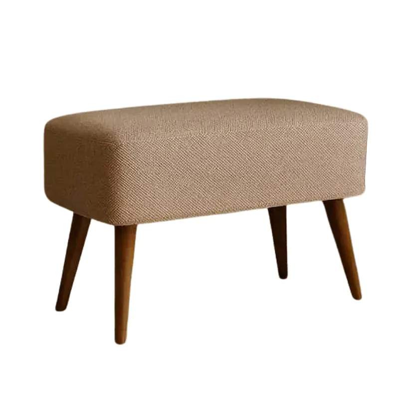 پاف نیمکت نشسته دو نفره پایه چوبی رنگ کرم