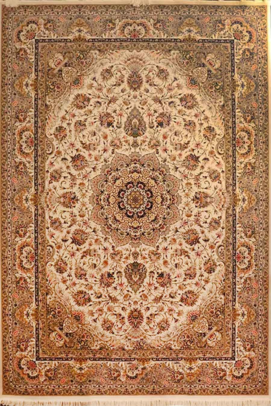 فرش ستاره کویر یزد 1000 شانه کلکسیون عالی قاپو کد HA51 زمینه 3003 (برجسته)
