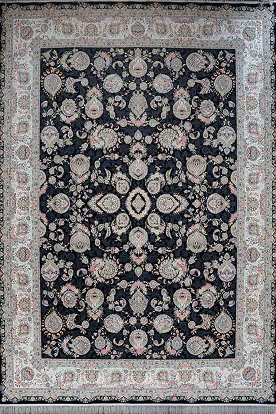 فرش مشهد 1500 شانه کد 815016 زمینه سورمه ای