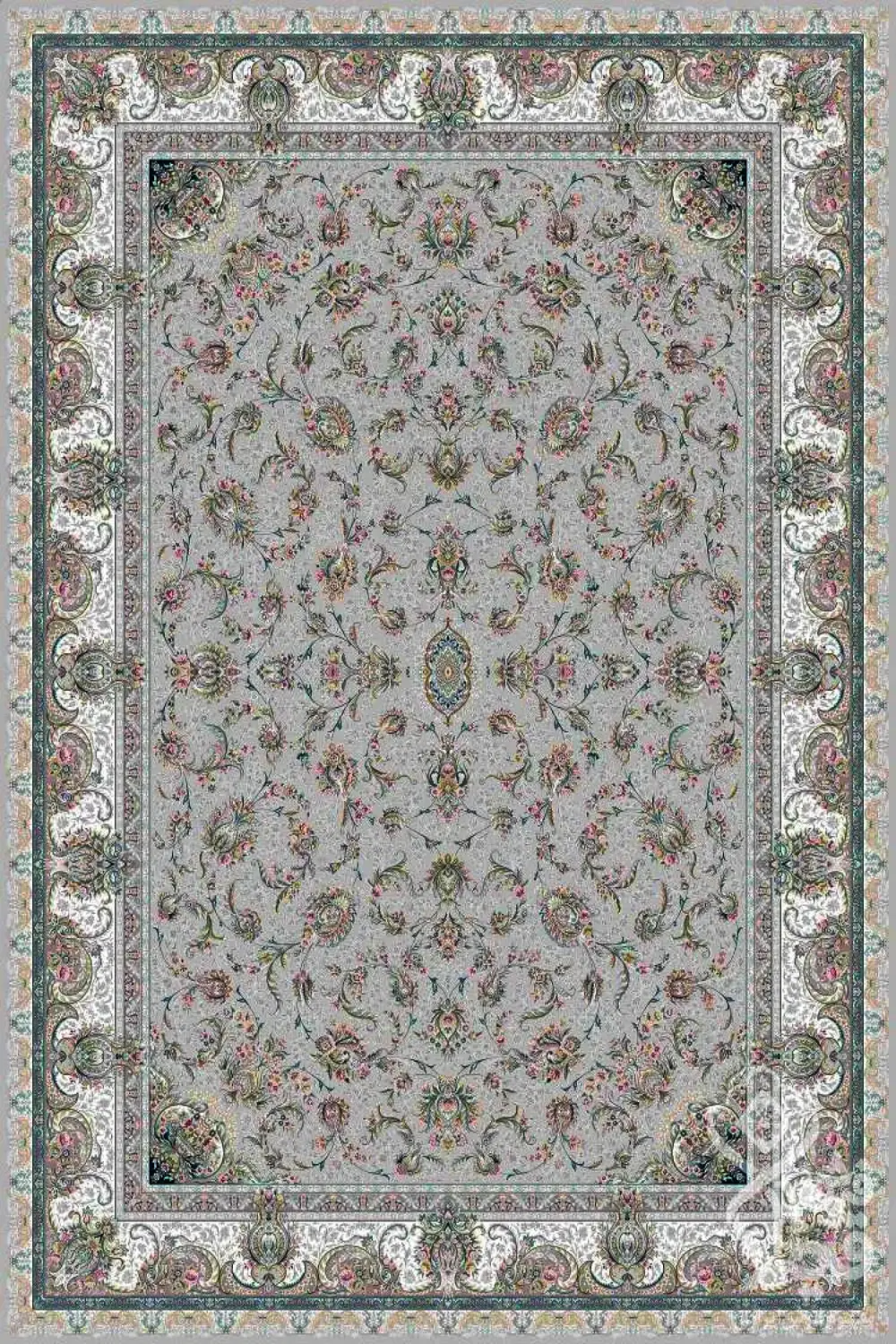 فرش قیطران 1200 شانه کلکسیون پارادایس طرح یوشا زمینه فیلی (برجسته)