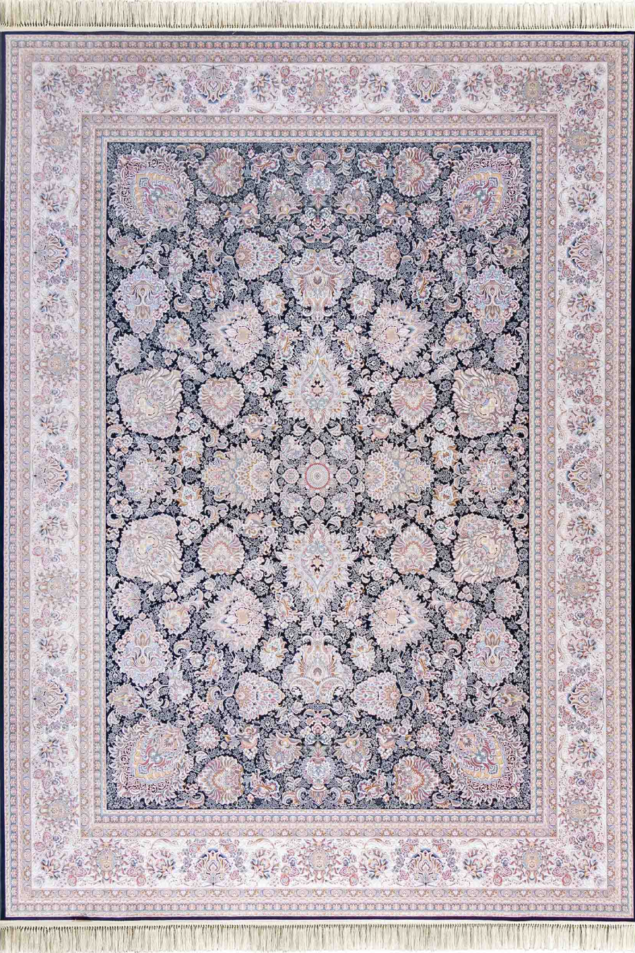 فرش داریوش 1500 شانه کلکسیون مینیاتور کد D1522 زمینه سورمه ای (برجسته)