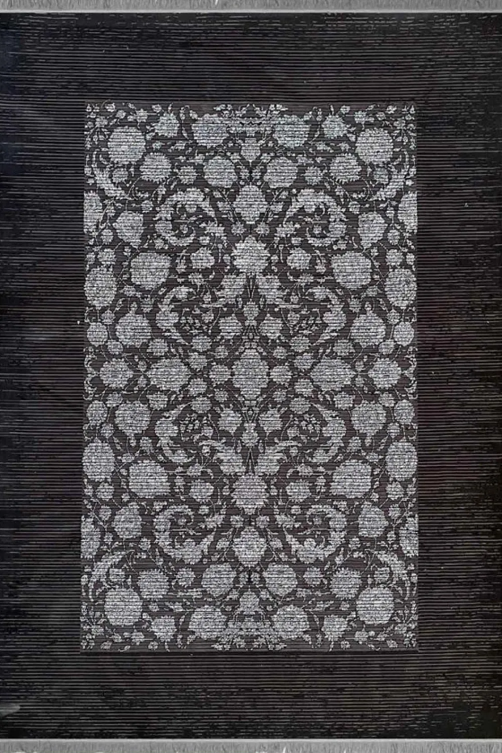 فرش مهدیان 700 شانه کلکسیون دینارسو کد 70029 زمینه ذغالی-دودی (برجسته)