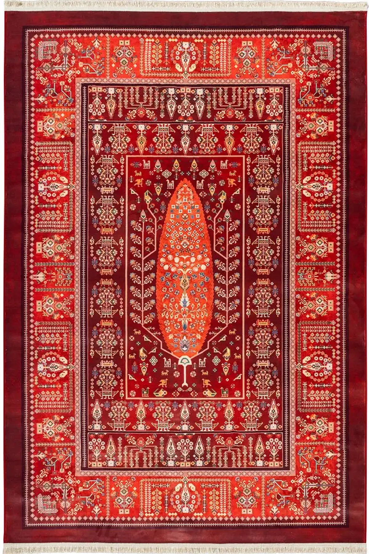 فرش محتشم 1000 شانه کلکسیون سنتی کد 25CS0220 زمینه عنابی (غیربرجسته)