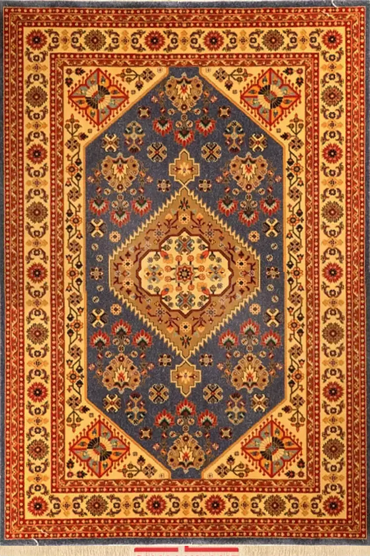 فرش ستاره کویر یزد کلکسیون شاهسون کد SH-B005-5070 زمینه آبی (غیربرجسته)