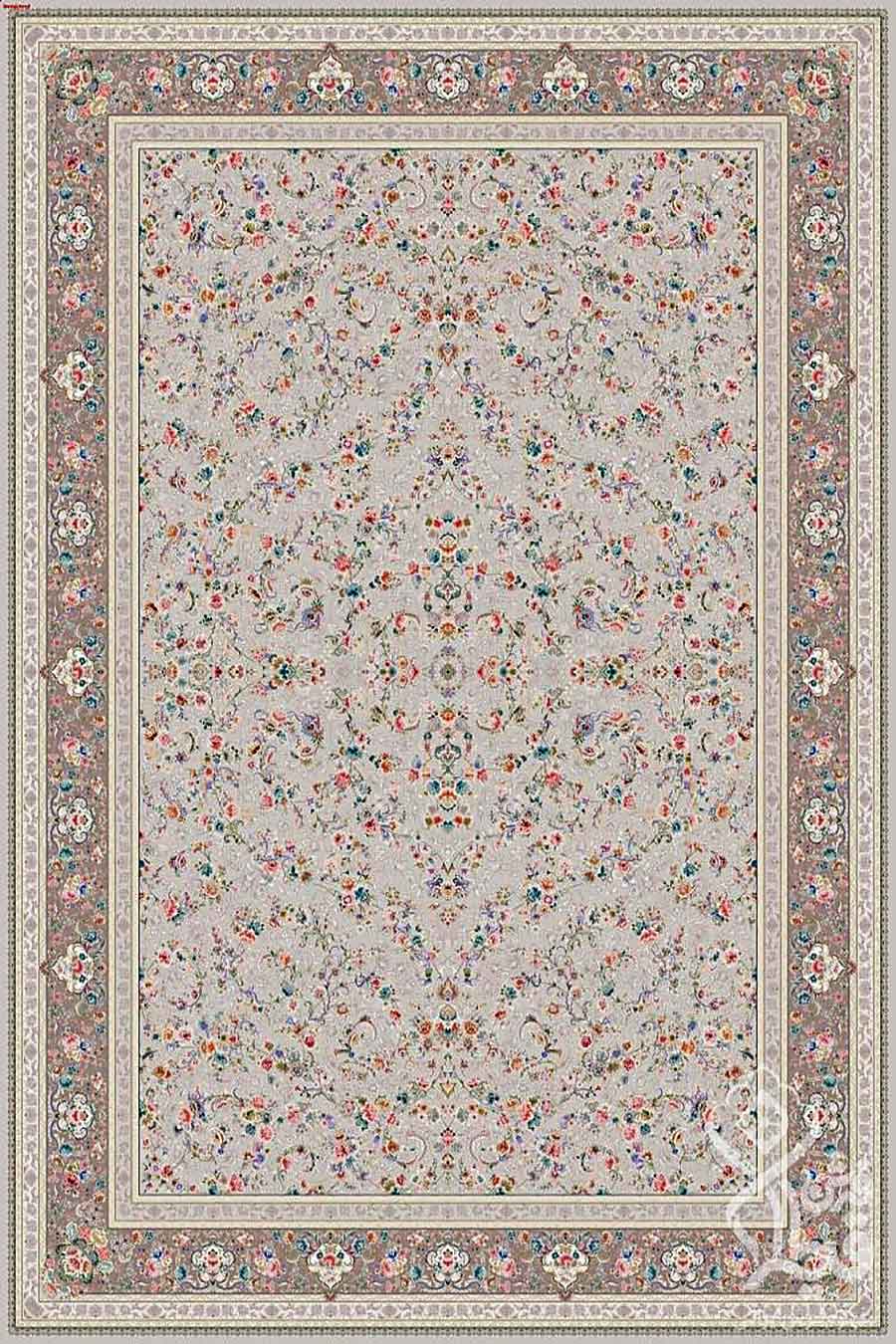 فرش قیطران 1500 شانه کلکسیون فردوس کد 485 زمینه سوسنی (برجسته)