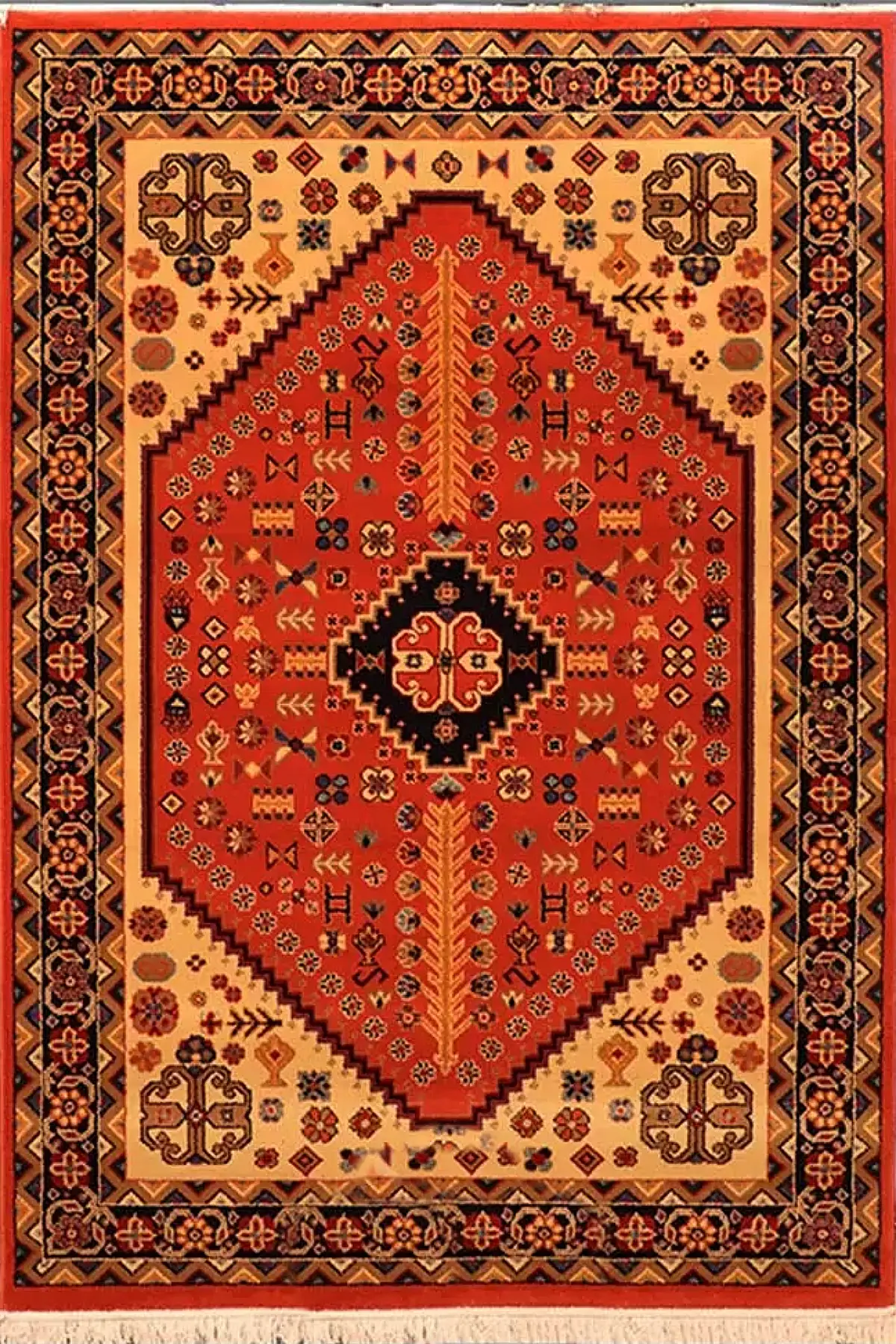 فرش ستاره کویر یزد کلکسیون شاهسون کد SH-B008-5039 زمینه گلبهی (غیربرجسته)