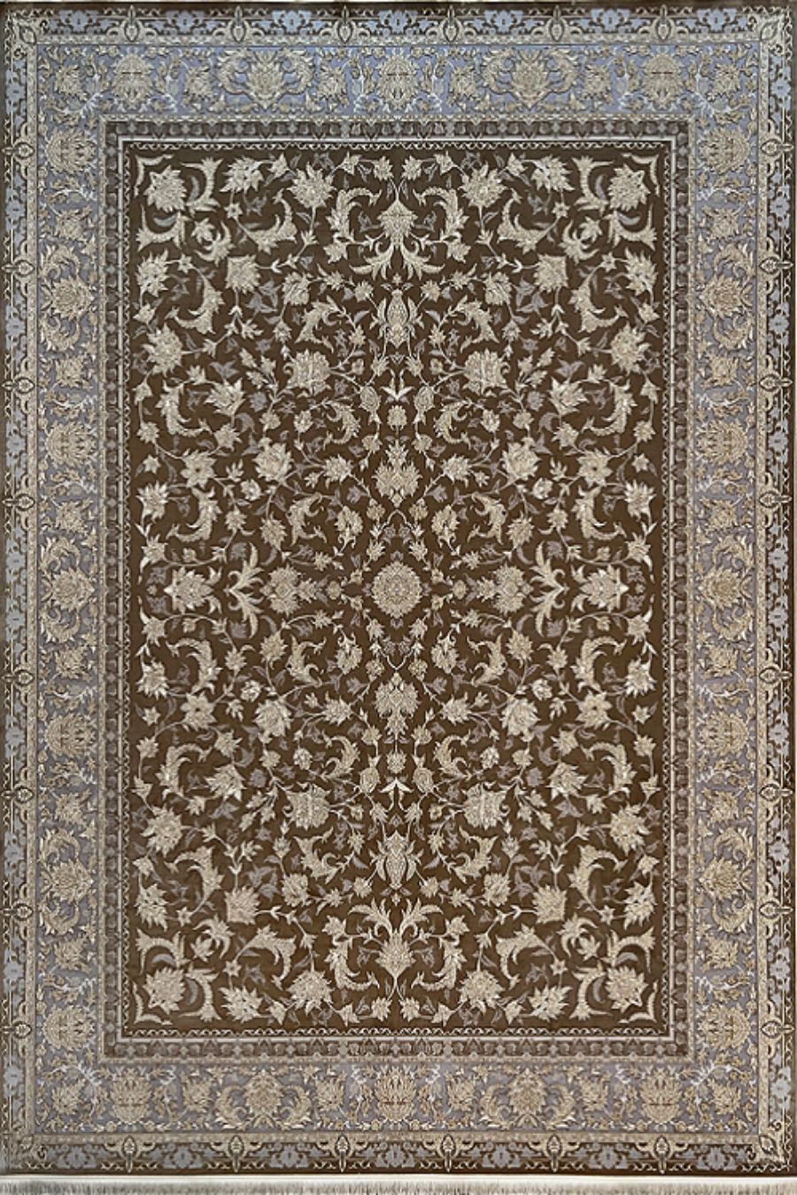 فرش باستان یزد 1200 شانه کد 39-10 زمینه قهوه ای (برجسته)