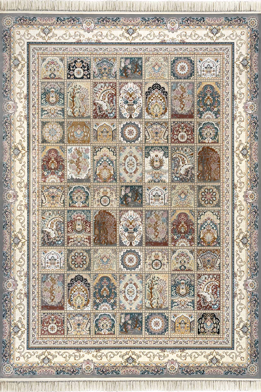 فرش داریوش 1500 شانه کلکسیون مینیاتور کد D1536 زمینه فیلی (برجسته)