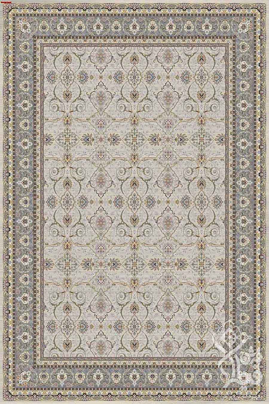 فرش قیطران 1200 شانه کلکسیون مروارید کد 532 زمینه کرم حاشیه فیلی (برجسته)