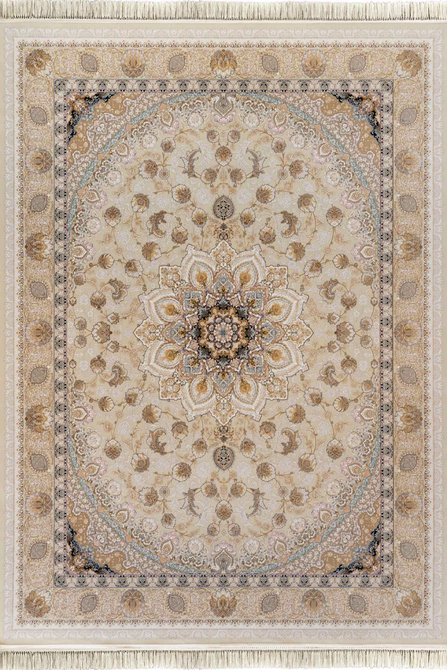 فرش داریوش 1500 شانه کلکسیون مینیاتور کد D1556 زمینه کرم (برجسته)