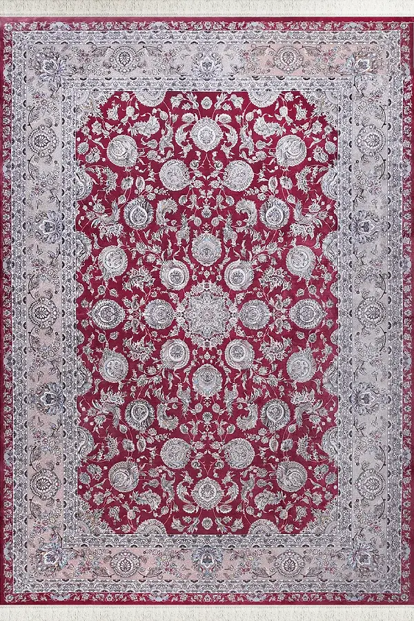 فرش بهشتی تبریز 1500 شانه کلکسیون شاهان کد 1529 زمینه ارغوانی (برجسته)