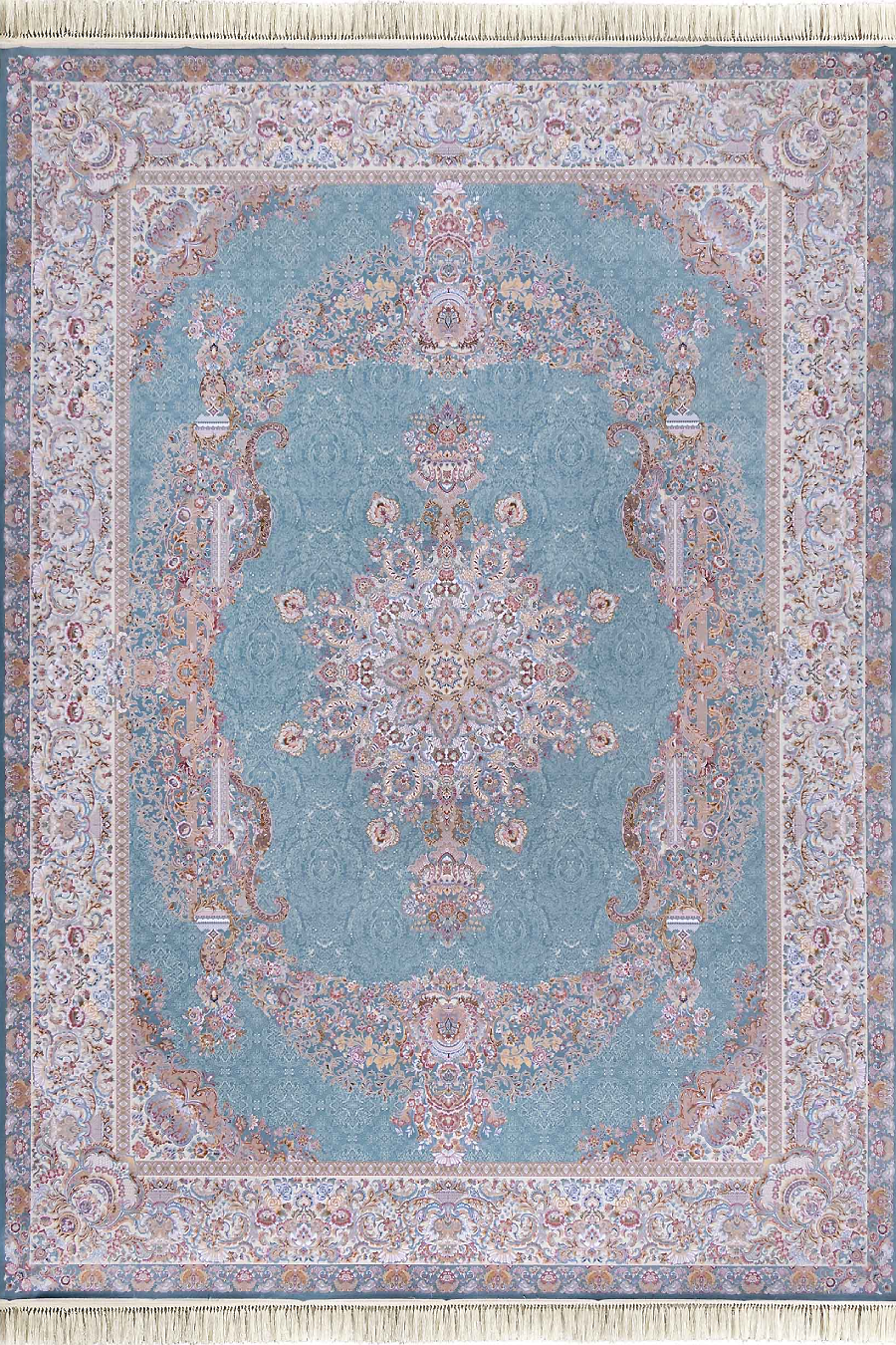 فرش داریوش 1500 شانه کلکسیون مینیاتور کد D1528 زمینه آبی (برجسته)