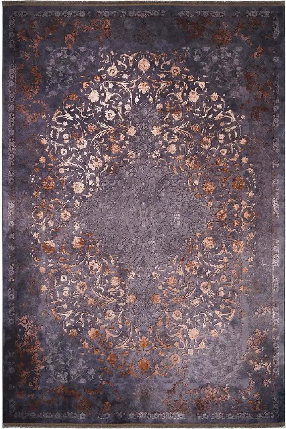 فرش محتشم کهنه نما 1200 شانه کد 300606 زمینه خاکستری (غیربرجسته)