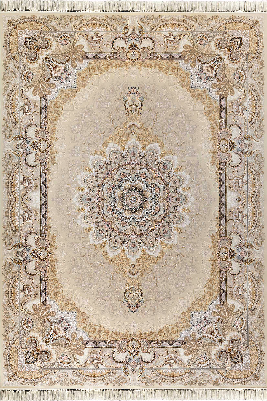 فرش داریوش 1500 شانه کلکسیون مینیاتور کد D1558 زمینه کرم (برجسته)