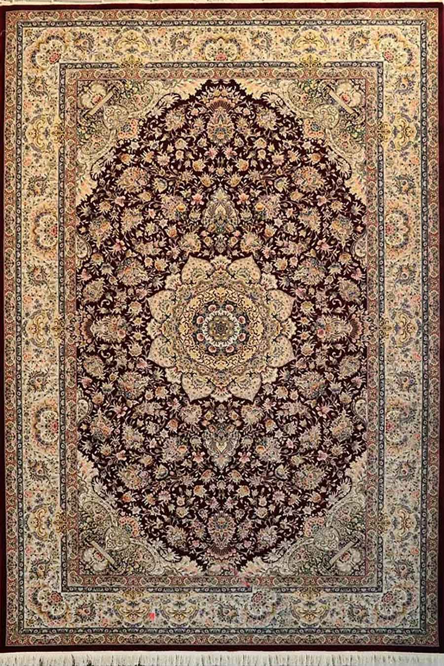 فرش ستاره کویر یزد 1000 شانه کلکسیون عالی قاپو کد HA51 زمینه 3052 (برجسته)