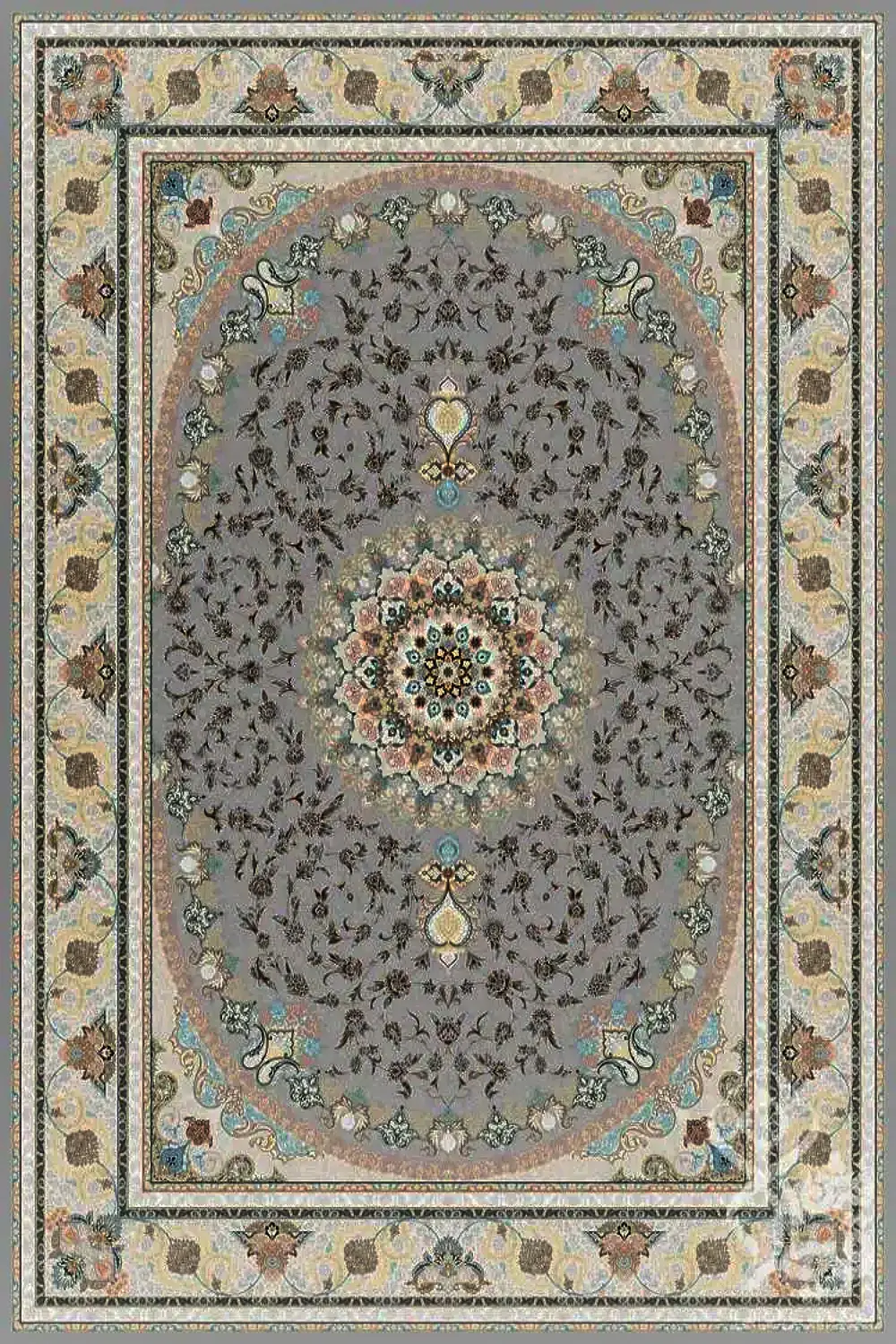 فرش قیطران 1500 شانه کلکسیون 1500 شانه طرح سلطان زمینه فیلی (برجسته)