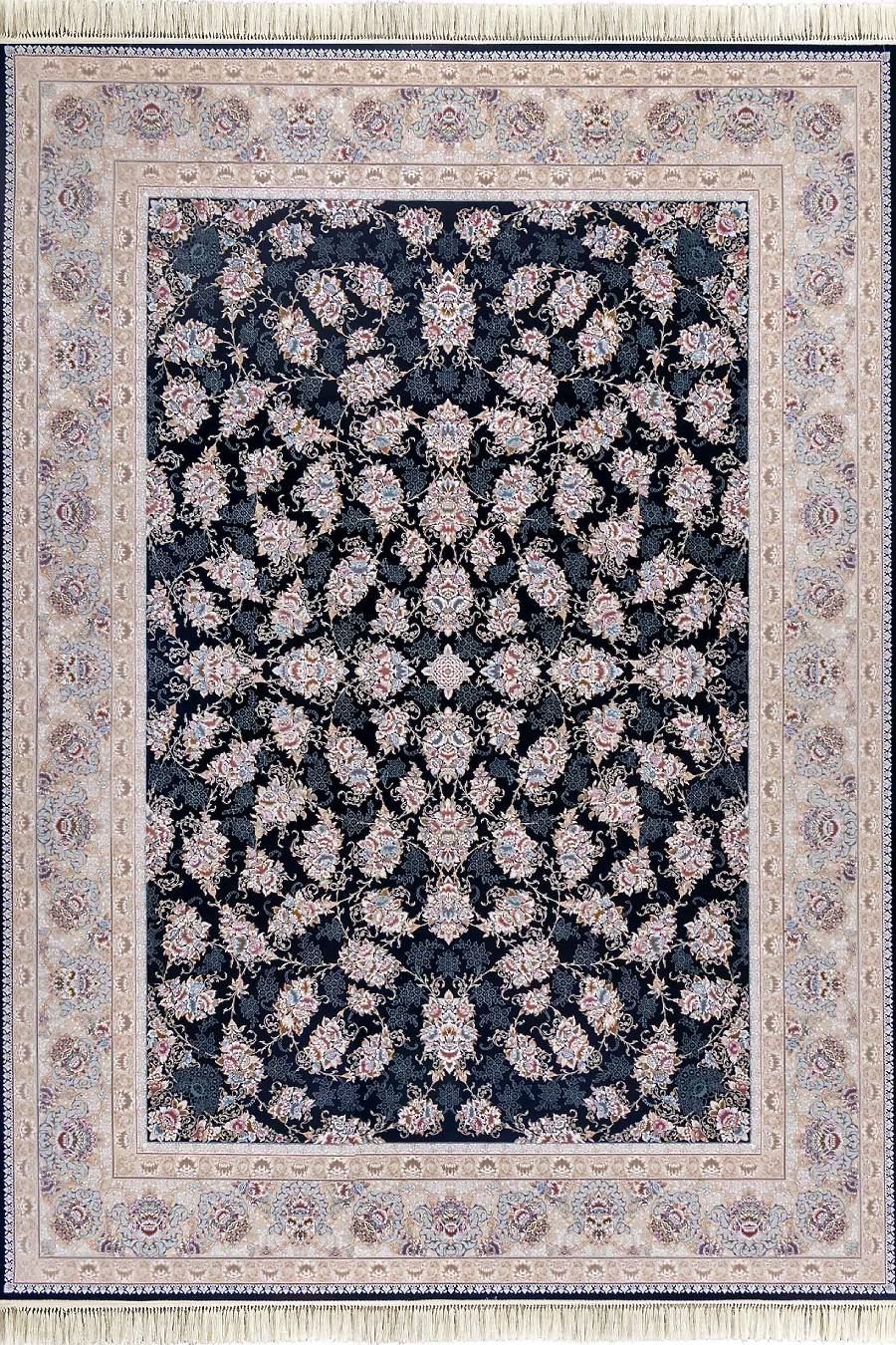 فرش داریوش 1500 شانه کلکسیون مینیاتور کد D1534 زمینه سورمه ای (برجسته)