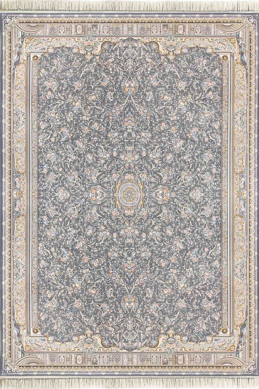 فرش داریوش 1500 شانه کلکسیون مینیاتور کد D1563 زمینه فیلی (برجسته)