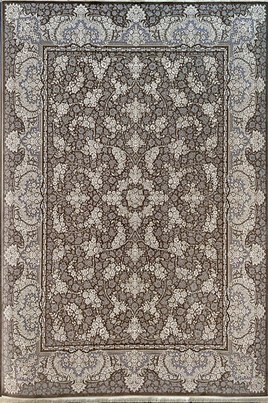 فرش باستان یزد 1200 شانه کد 33-10 زمینه قهوه ای (برجسته)