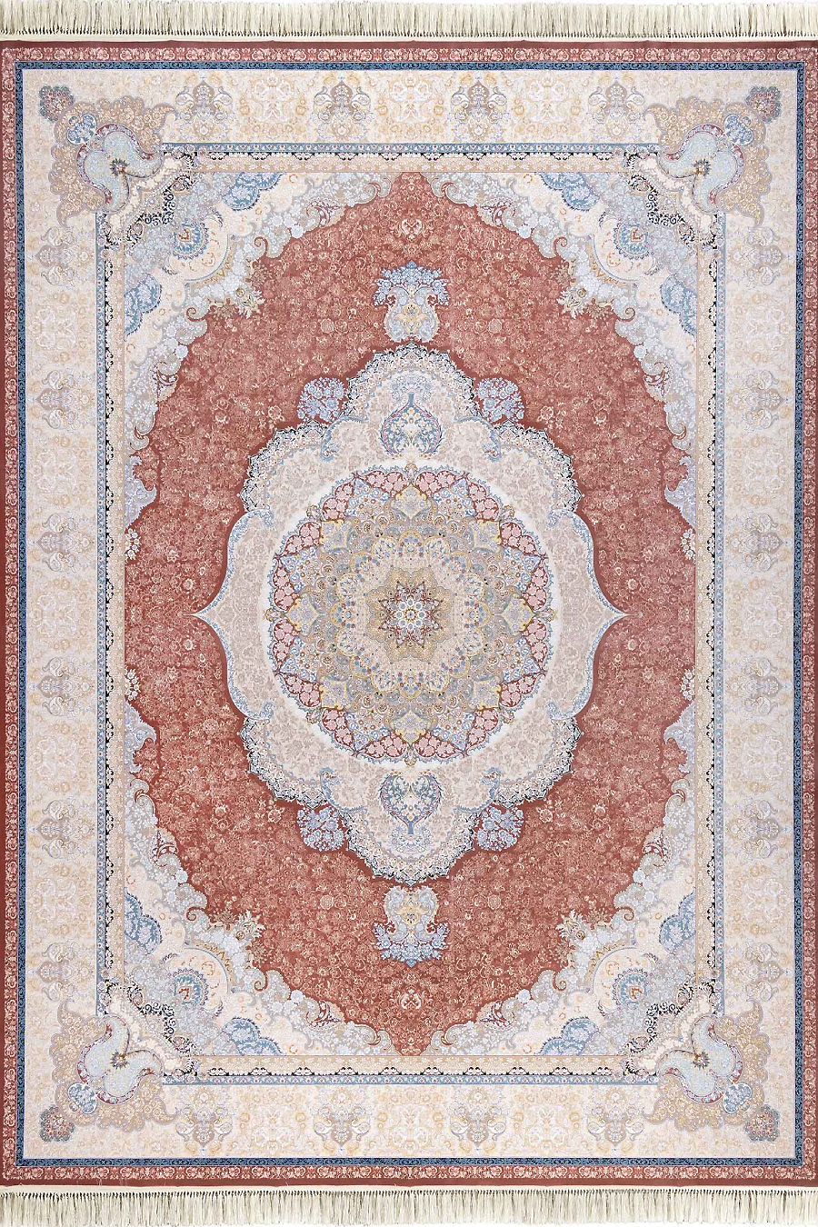 فرش داریوش 1500 شانه کلکسیون مینیاتور کد D1520 زمینه گلبهی (برجسته)