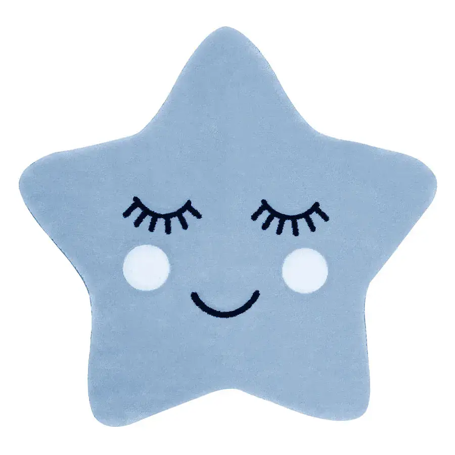 فرش زرباف سه بعدی پرزبلند طرح ستاره زمینه آبی (شگی)