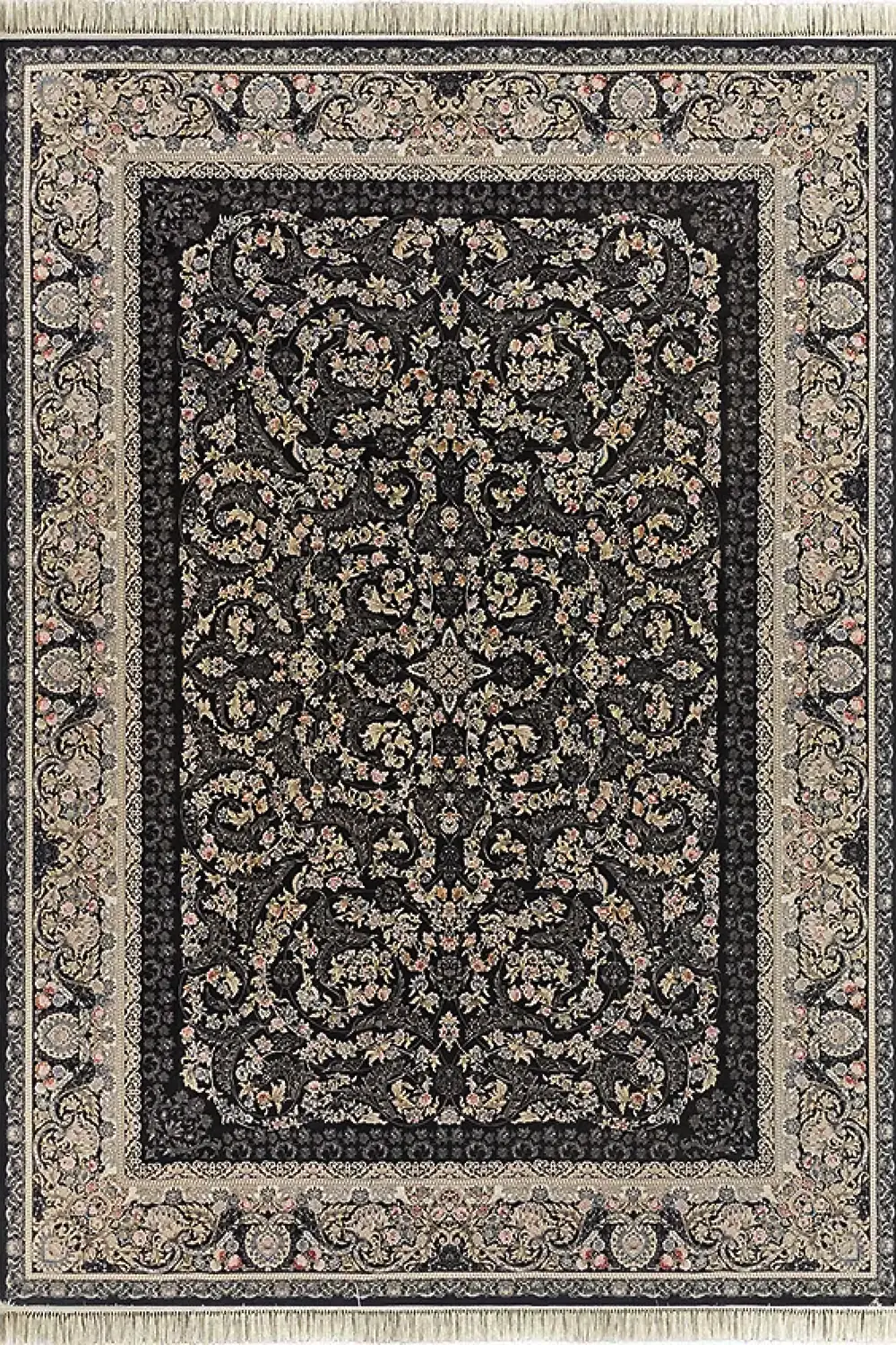 فرش داریوش 1200 شانه کلکسیون هیلتون کد 1205 زمینه دودی (برجسته)