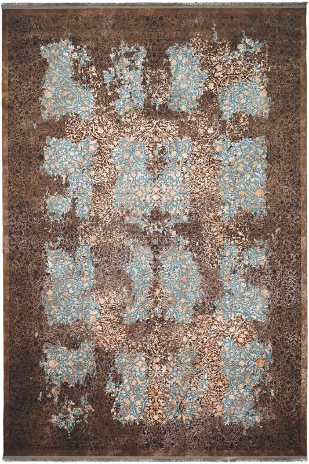 فرش محتشم کهنه نما 1200 شانه کد 300617 زمینه قهوه ای (غیربرجسته)