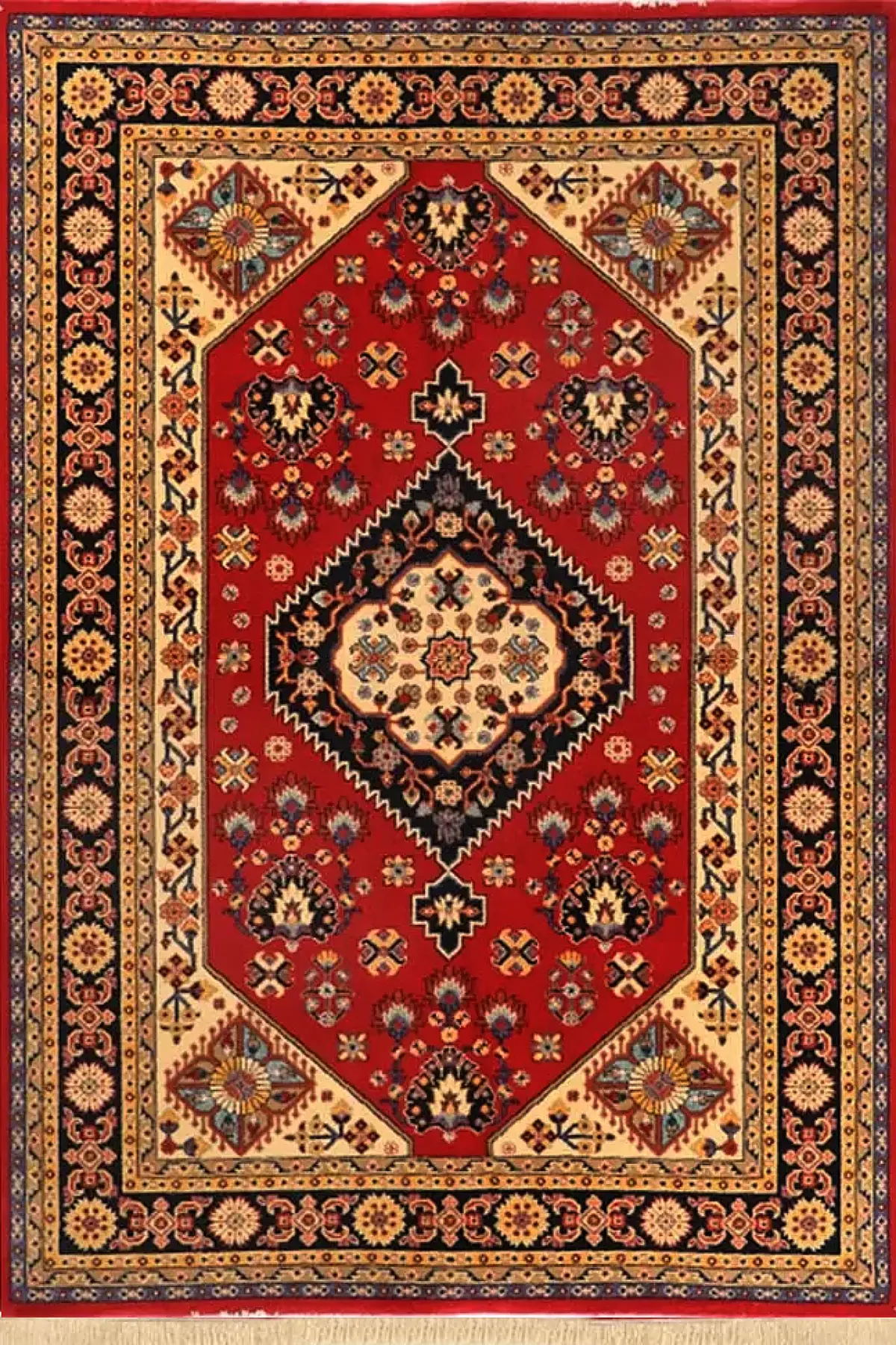 فرش ستاره کویر یزد کلکسیون شاهسون کد SH-B005-5059 زمینه لاکی (غیربرجسته)