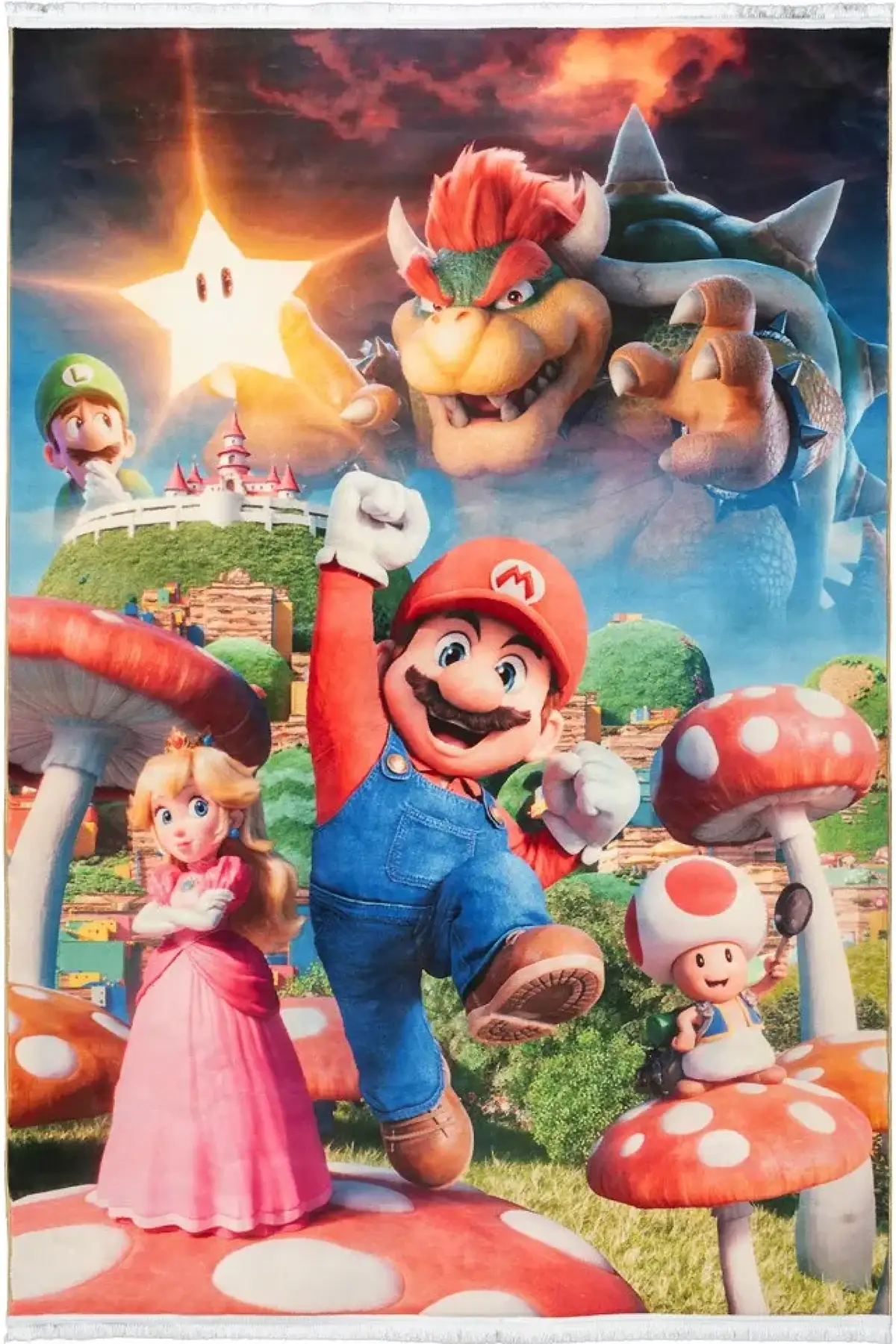 فرش محتشم اتاق کودک طرح ماریو کد 25KM0190 زمینه سبز (غیربرجسته)