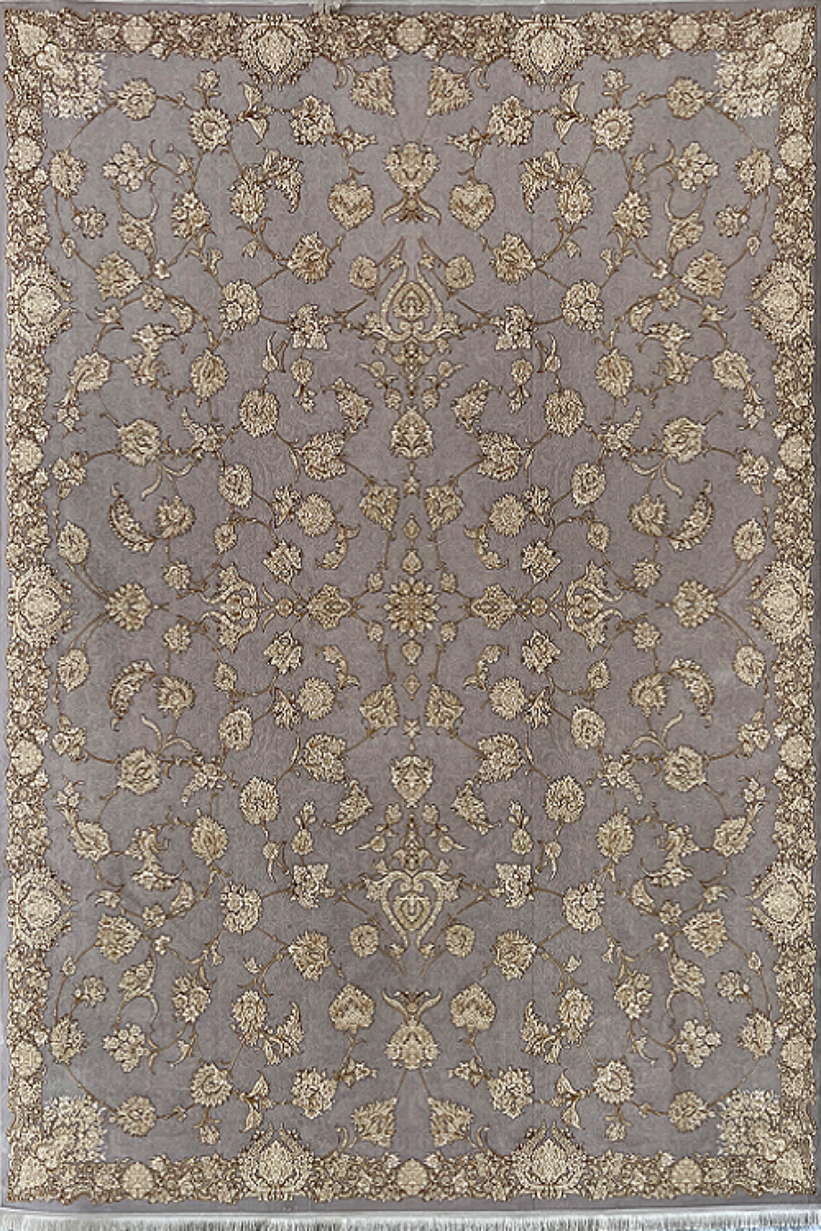 فرش باستان یزد 1200 شانه کد 25-10 زمینه فیلی (برجسته)