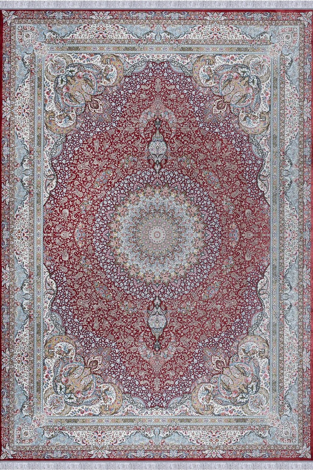 فرش مهدیان 1500 شانه کلکسیون والری کد 50103 زمینه لاکی (برجسته)