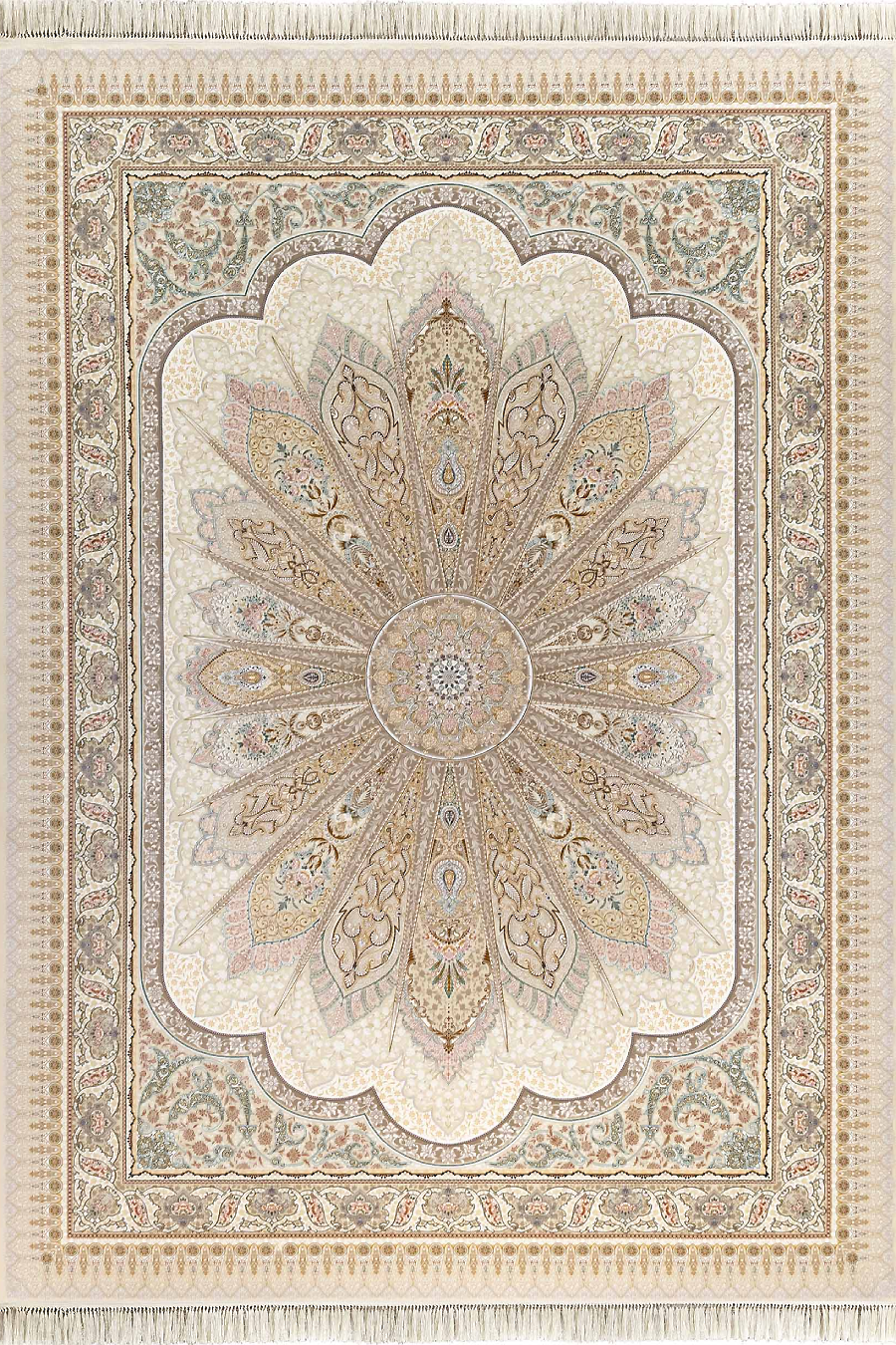 فرش داریوش 1500 شانه کلکسیون مینیاتور کد D1560 زمینه کرم (برجسته)