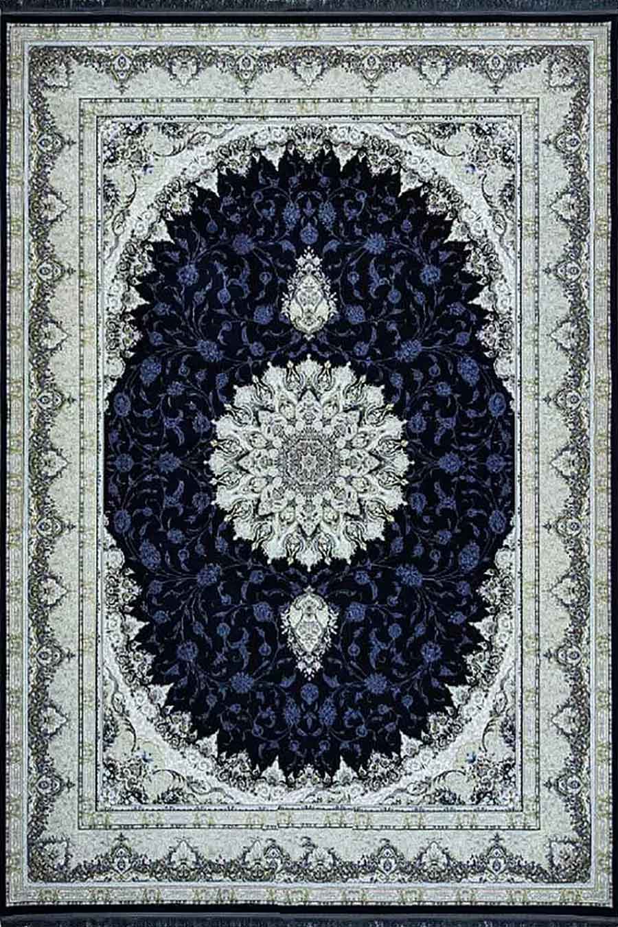 فرش نگین مشهد 1500 شانه کد 1514 زمینه سورمه ای (برجسته)