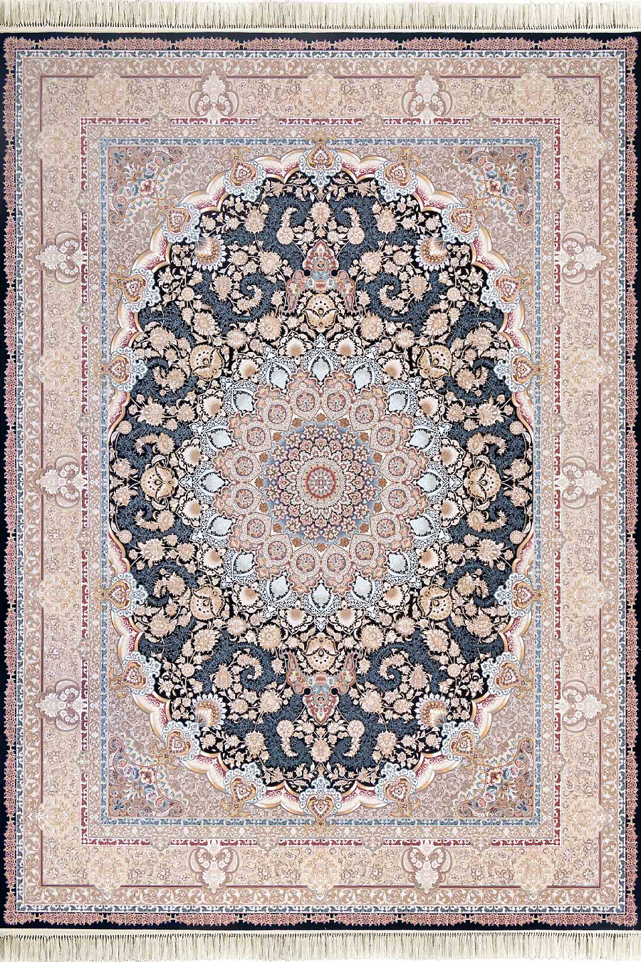 فرش داریوش 1500 شانه کلکسیون مینیاتور کد D1530 زمینه سورمه ای (برجسته)