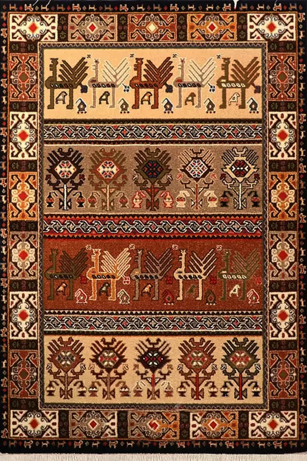 فرش ستاره کویر یزد کلکسیون شاهسون کد SH-b056-8818 زمینه سورمه ای (غیربرجسته)